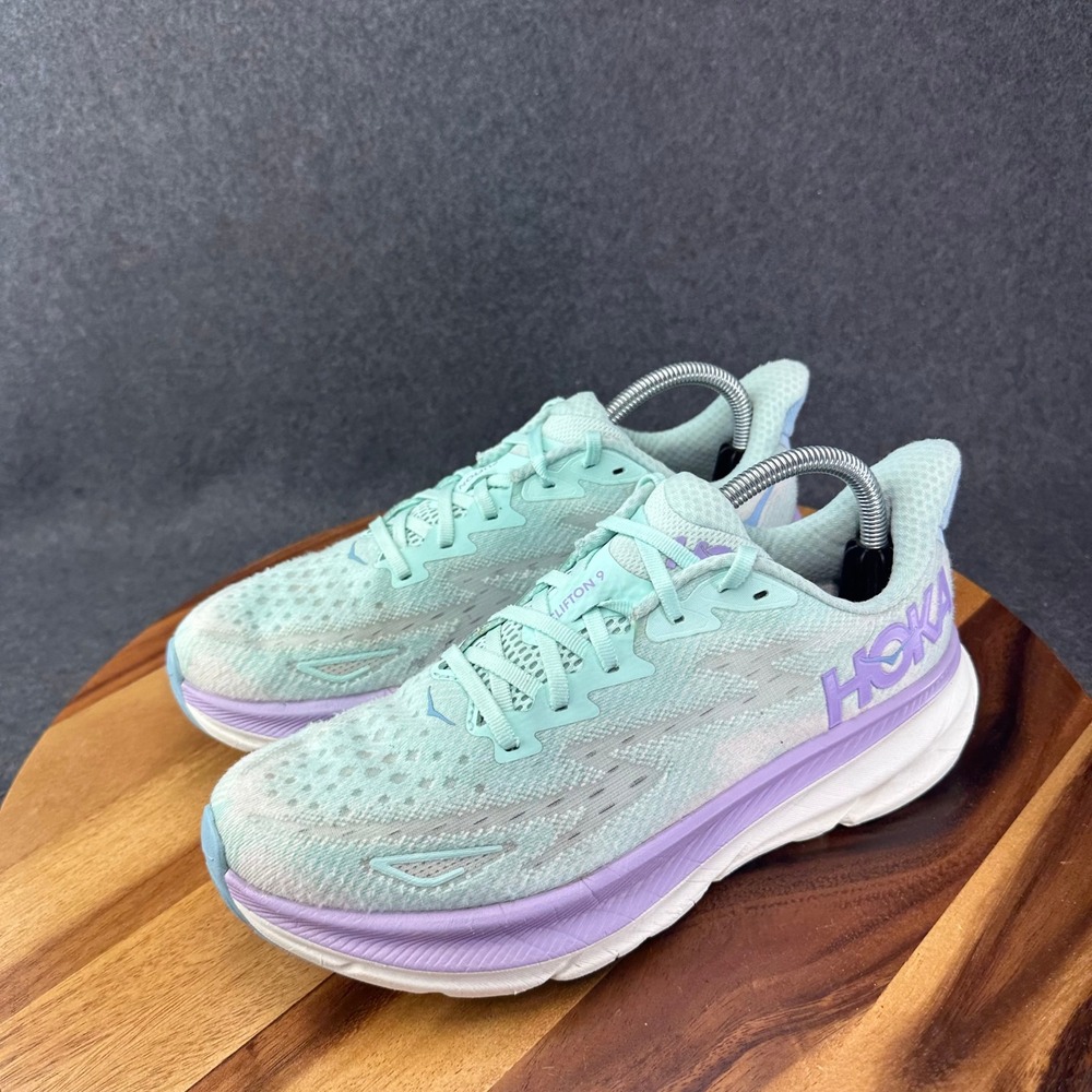 Hoka Clifton 9 Womens Running Shoes Sz 9.5B Sunlit Ocean Lilac Mist 1127896 - Picture 6 of 13